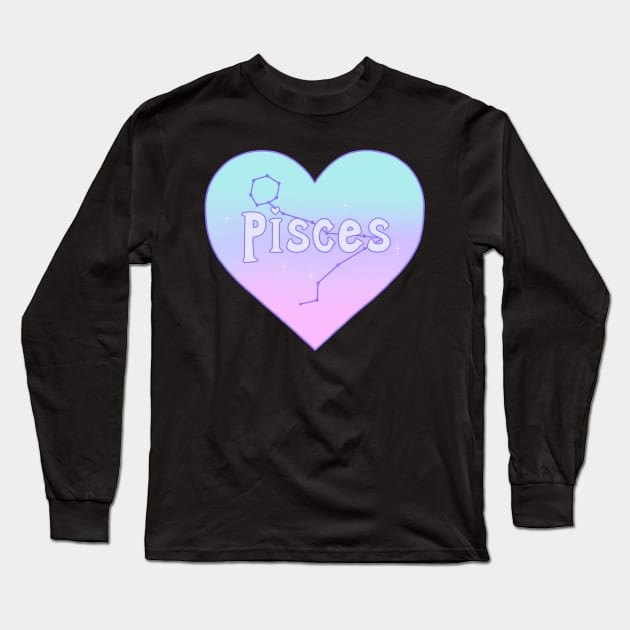Pisces Constellation Heart Long Sleeve T-Shirt by novembersgirl